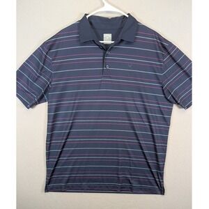 Callaway Opti Dri Mens Golf Polo Shirt‎ Large Navy Pink Grey Stripe Short Sleeve